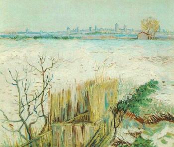 Vincent Van Gogh : Snowy Landscape with Arles in the Background